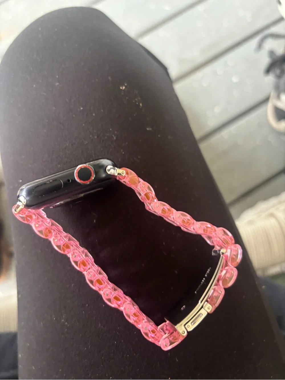 Eclipse Pink Transparent Link-Style Smartwatch Band